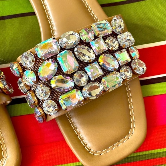 Brand New Steve Madden Malina Jeweled Gem Sparkly Bling Slide Sandals - Picture 6 of 13